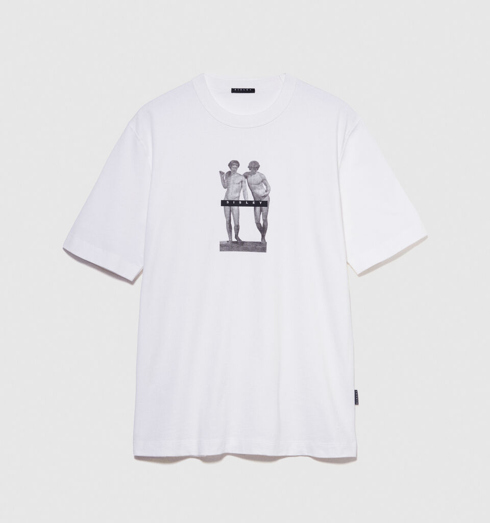 T-shirt with print - men's short sleeve t-shirts - White | Sisley image number 6